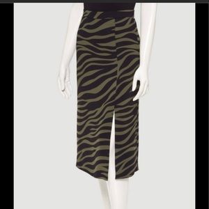 Ann Taylor Front Side Slit Zebra Print Midi Skirt